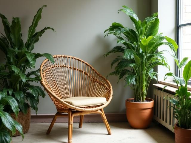 Rattan-Sessel im Dschungel-Stil