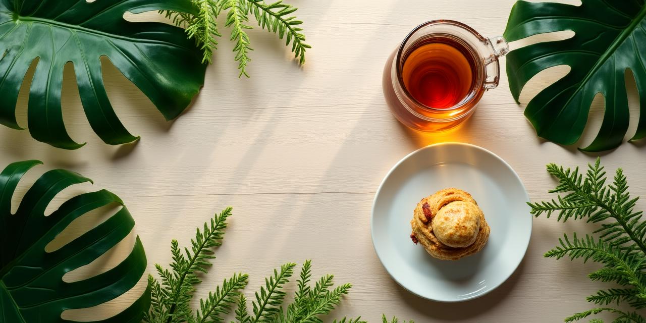 Ein Arrangement aus Spezialitätenkaffee, hausgemachtem Gebäck und frischem Tee in einer grünen Oase