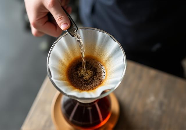 Handfilter-Aufguss mit einer V60 Glaskaraffe
