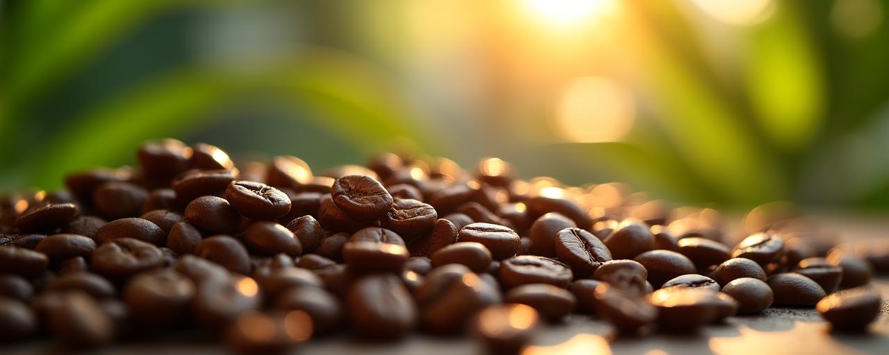 Makroaufnahme von frisch gerösteten Kaffeebohnen unter weichem Licht
